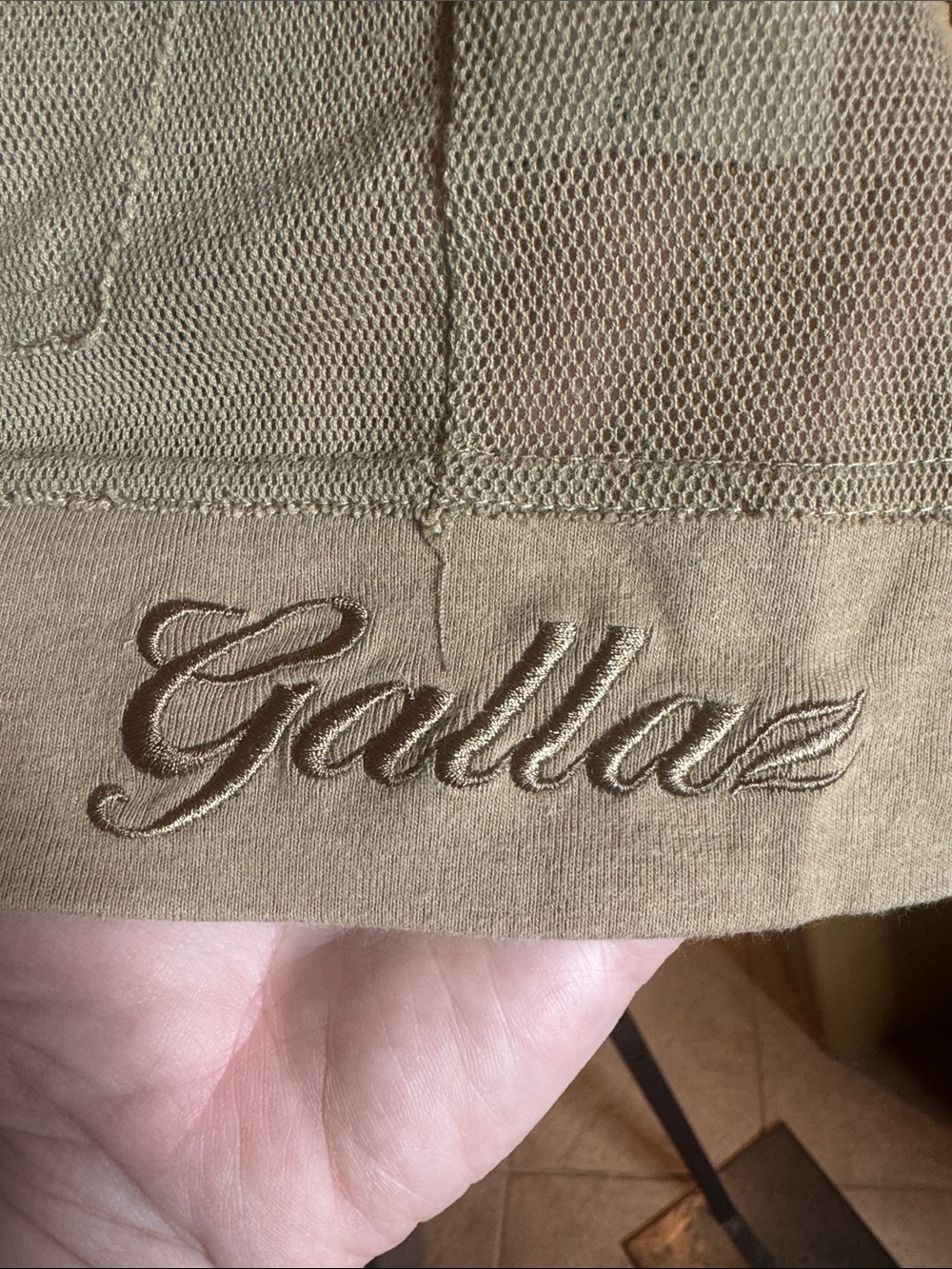 Vintage Gallaz Taupe Mesh Zip Front Hoodie Jacket Small Lightweight 3/4 Sleeve - Picture 9 of 13